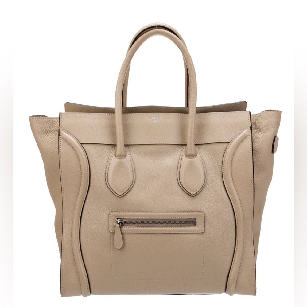 🥳 Happy New Years DEALS!!Celine Beige Calfskin Leather Mini Luggage Tote Bag.